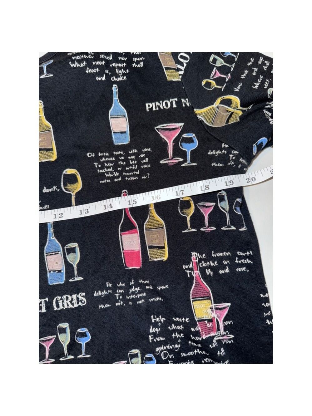 Jess & Jane Black Wine Print Long Sleeve Shirt Large - Picture 12 of 16